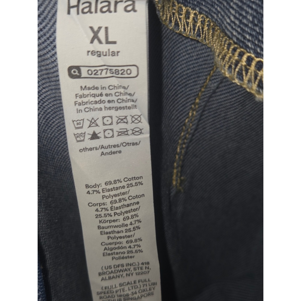 NWT Halara Flex High Waisted Ruched Tulip Hem Denim Midi Skirt XL Blue Stretch - Picture 4 of 5